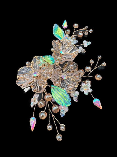 Beautiful crystal & Pearl Work Hair styling accessories attached to clip, easy to use (perfect for any hairstyle Curls or hair bun)