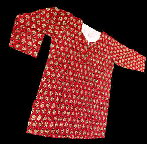 Pure Cotton based Printed short Kurti for girls /Ladies (Size 38 - length 28 inches, Size 42 ,46, 48 length -31 inches)sleeves 17 inch