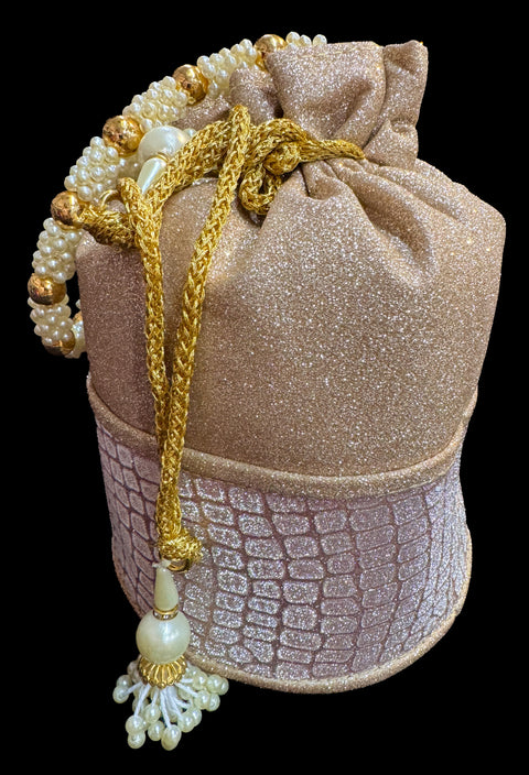 Shiny & pearls work hand bag /potli bag