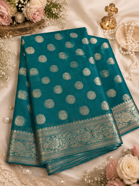 Very Soft Pure georgette chiffon based Beautiful zari work Banarasi look Saree(Blouse Shown Is For Reference Only. The Blouse Piece Is Included With The Saree As Unstitched Fabric)(slight variation in color and design is possible )