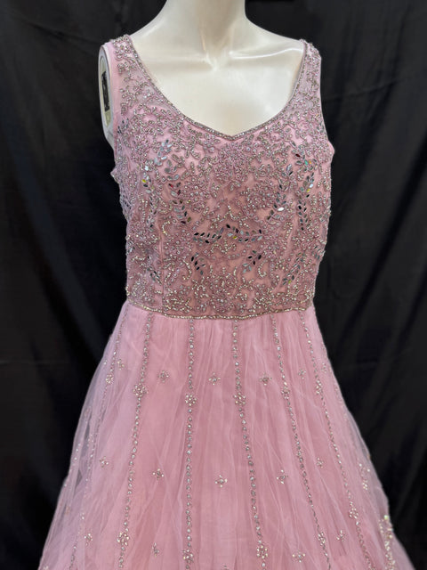 (Video clip attached)Netting Based Beautiful Mirror & Stone Work Designer Party Gown