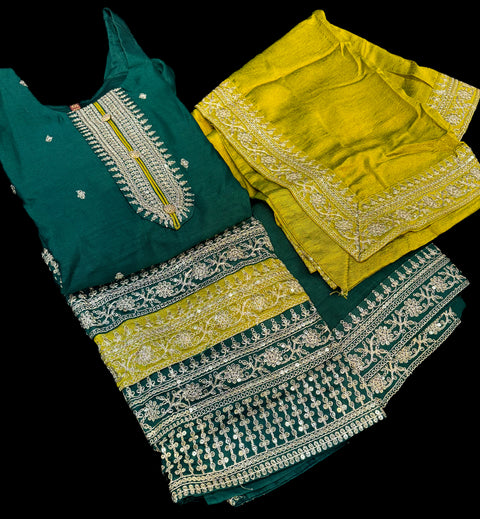 Soft Georgette silk based embroidery work designer kameez with plazo pants and dupatta with embroidery border work Dupatta
