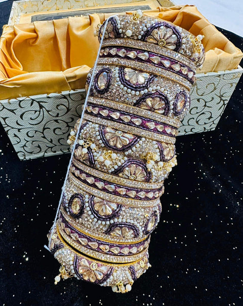 Beautiful stones with pearls beaded and Crystal stone Designer Bridal Churra