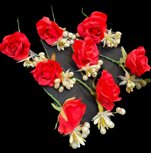BEAUTIFUL RED FLOWER HAIR JURA PIN (EACH)