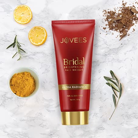 Jovees Herbal Bridal Brightening Face Masque Pack | Ultra Radiance | With Orange Peel And Turmeric Extract | For All Skin Types | 100GM