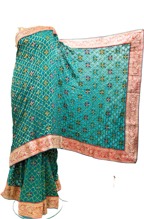 Soft chiffon based zari work with heavy stone work border and embroidery work jaal all over & stone work beautiful Saree