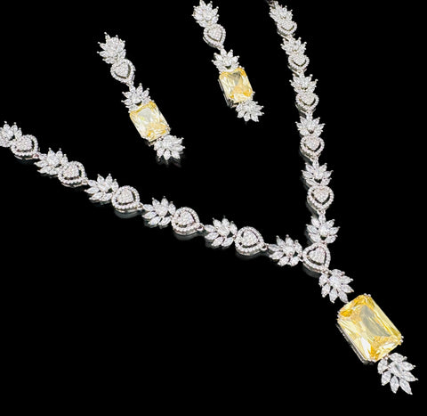 Golden crystal American Diamond beautiful necklace set with crystal American diamonds