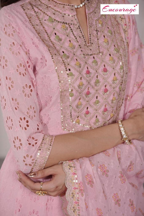 Cotton based heavy handwork &  mirror work all over on Kurti and handwork Dupatta with Plazo Pents (video clip attached)