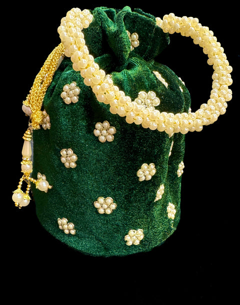 Velvet based Embroidery with stones  work hand bag /potli bag