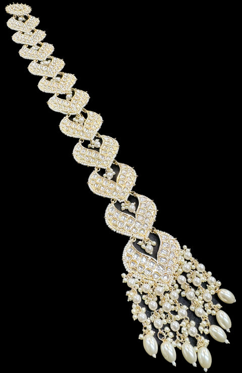 Kundan stones and Pearls work Beautiful Hair Choti Accessories for Bridal hair style