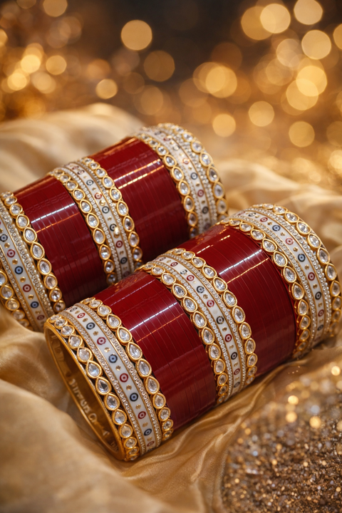 Beautiful traditional look dotted Design with kundan stone Bridal Chura