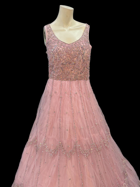 (Video clip attached)Netting Based Beautiful Mirror & Stone Work Designer Party Gown