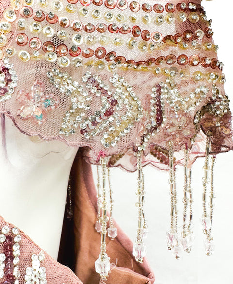 Netting Based Beautiful Mirror & Stone Work Designer Party Gown