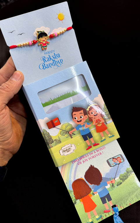 (Video clip attached)KIDS special Beautiful Rakhi in nice pack gift box with beautiful message