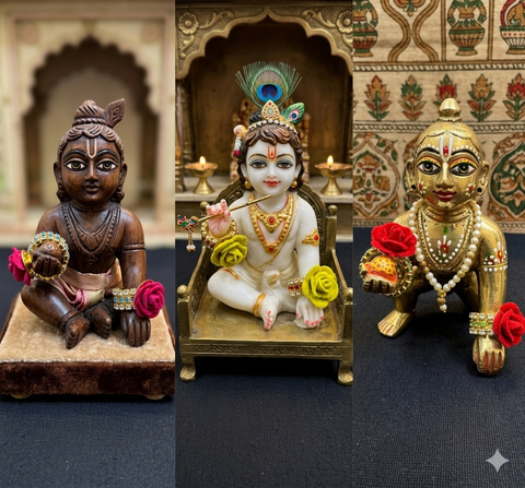Pair of Elegant adjustable Laddu Gopal bangles, designed to fit all idol sizes comfortably while adding a divine charm. ✨Lightweight and beautifully crafted, perfect for enhancing your Bal Gopal ji’s graceful look