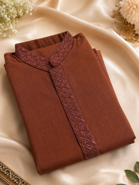 Plus size Pure cotton based Plain kurta with white pajama Set (slight variation in color and design is possible)