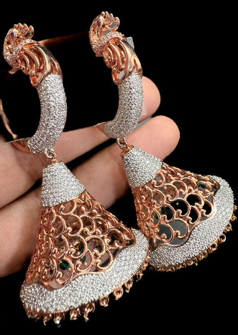 Peacock Design Amazing and stylish American Diamond Bali Jhumka