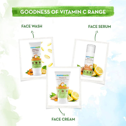 Mamaearth Vitamin C Daily Glow Face Serum | Youthful Radiant Skin with Turmeric | Unisex, Lightweight Hydration for All Skin Types (30ml)