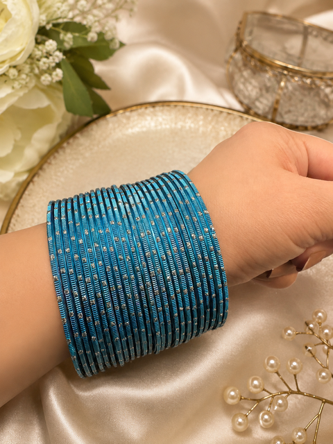 Golden Shimmer dotted metal bangles 2 dozen in 1 Set (slight variation in color & design may occur)