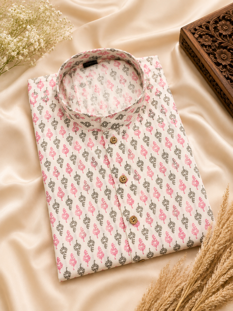 Pure Cotton Based Men’s Printed Kurti (Sizes Mentioned In Inches ,Not According To The Label On Kurti) Size 44 Kurti- Length 40 Inches And Size 46-Length 42 Inches ) Kurti only. Pants not included.