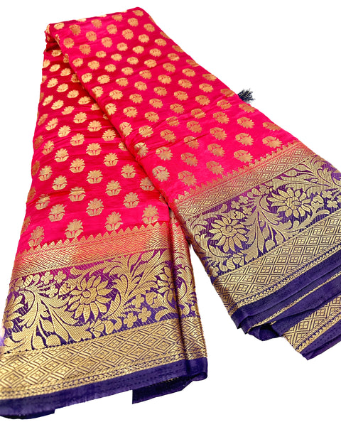 Art Silk Based beautiful design Saree with contrast Pallu & Blouse