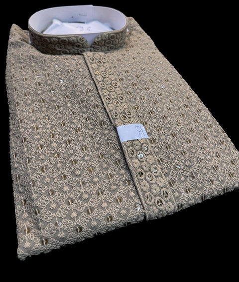 Pure and Soft Rayon based Heavy embroidery with sequined work designer Kurta with white Pajama