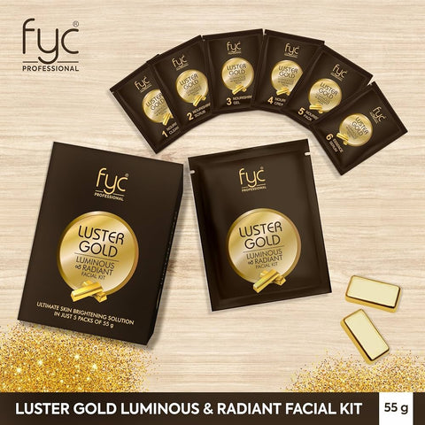 FYC Lustre Gold Facial Kit – a luminous and radiant facial kit designed to refresh dull-looking skin and leave it feeling smooth, bright and glowing.