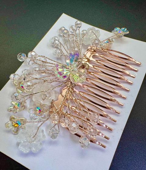 Beautiful crystal & Pearl Work Hair comb(perfect for any hairstyle Curls or hair bun)