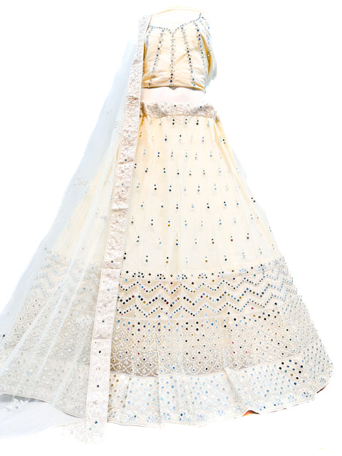 Netting based mirrors work beautiful party wear lehnga with Ken Ken flared with designer blouse and dupatta