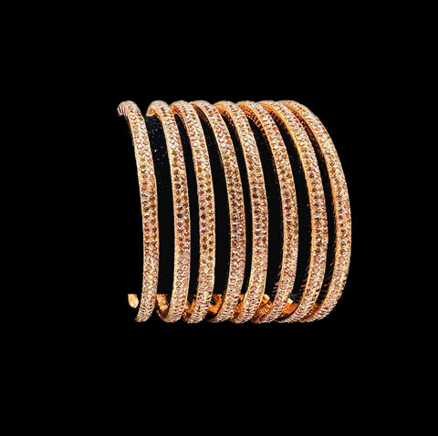 Beautiful Golden fine stone Brass Bangles set (Sample picture attached at end to show it can be customised with plain Velvet or Metal Bangles)set of 8 Bangles