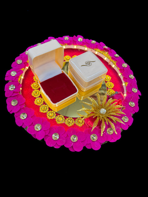 (Video clip attached ) Engagement Rings decorated tray with lights (heavy wooden board based)