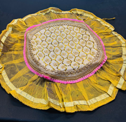 Stone work Beautiful silk fabric cover for thaali (big size thaali cover)