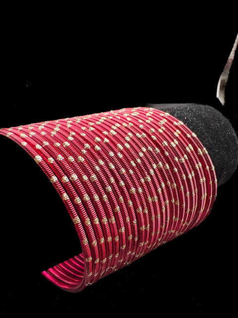 Golden Shimmer dotted metal bangles 2 dozen in 1 Set