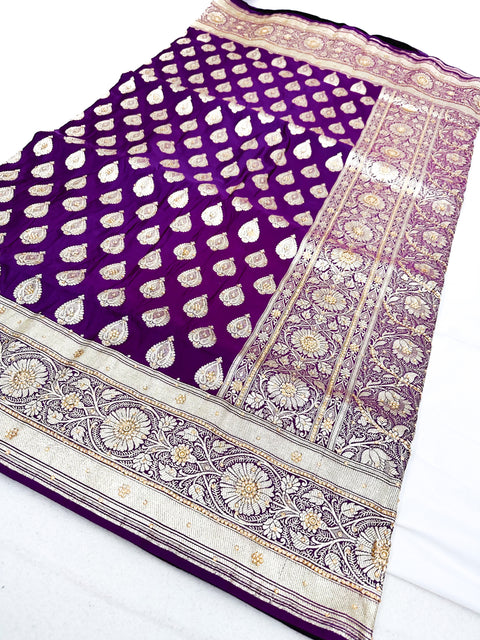 Beautifully designed Banarasi Silk Saree with heavy Handwork with stones & Zari