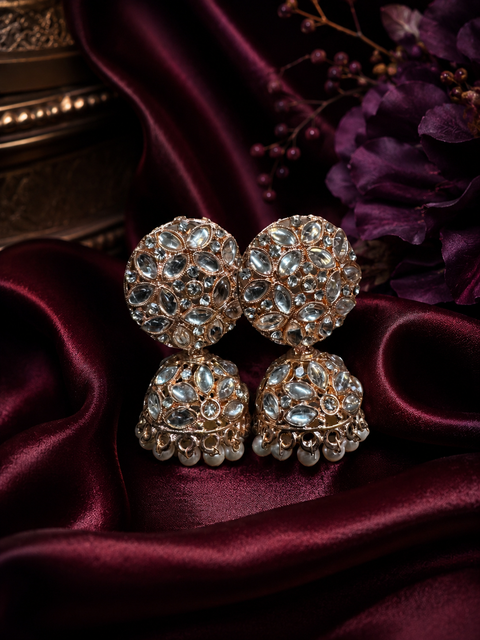 Beautiful pearls with kundan work jhumka