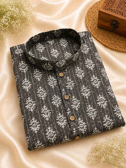 Pure cotton based Men’s Printed kurti (sizes mentioned in inches ,not according to the label on Kurti)size 44 kurti- Length 40 inches and size 46-length 42 inches ) Kurti only. Pants not included.