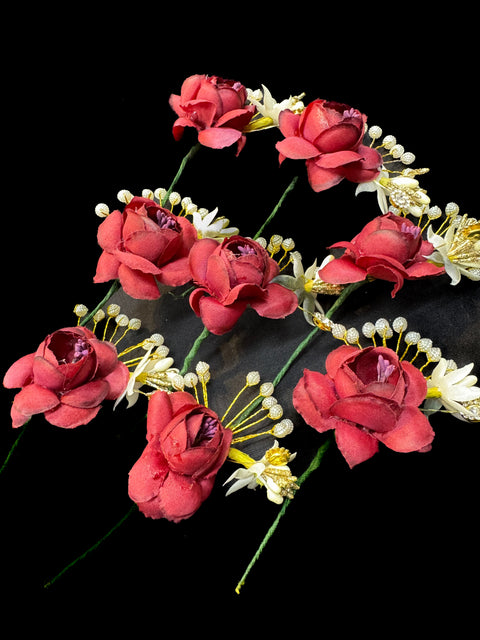 BEAUTIFUL RED FLOWER HAIR JURA PIN (EACH)