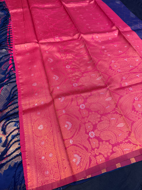 Soft Silk Saree with contrast beautiful pallu and blouse