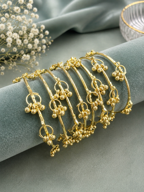 Kashmiri Style Ghungroo Bangles (price per set ( 4 bangles in 1 set)(slight variation in color and design is possible)