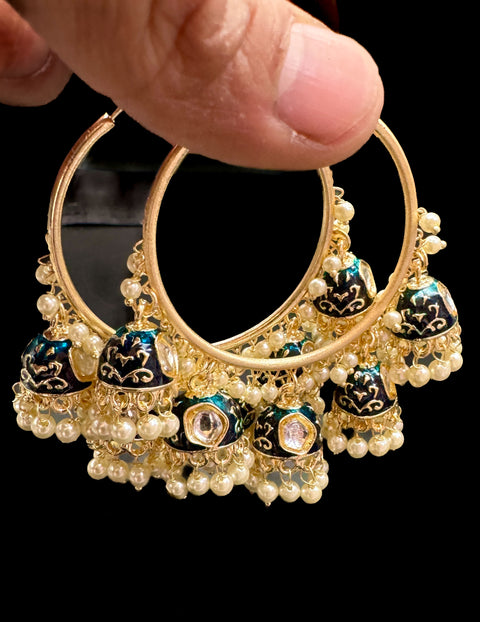 Meenakari work Beautiful pearls & kundan work jhumka balian