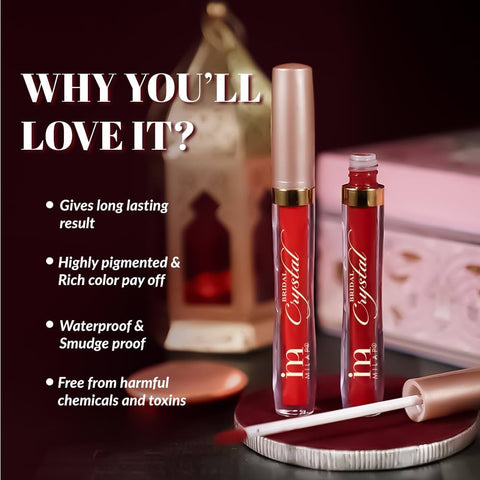 MILAP Bridal Crystal Matte Liquid Sindoor | Waterproof Sindur Quick Drying Formula With Long Sponge Tip Applicator (6 MLMaroon Sindoor)