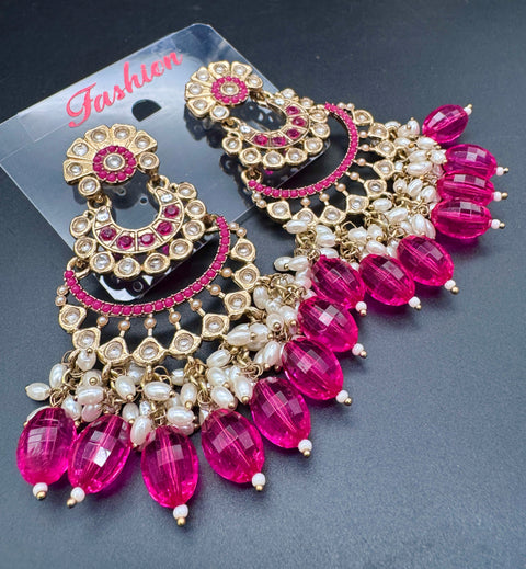 Beautiful Kundan & Pearls work bigger earrings (very lite weight)