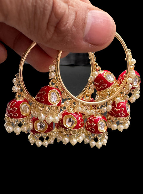 Meenakari work Beautiful pearls & kundan work jhumka balian