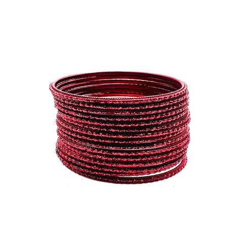 Maroon color kids plain Shiny Metal bangles (2 dozen in one pack)