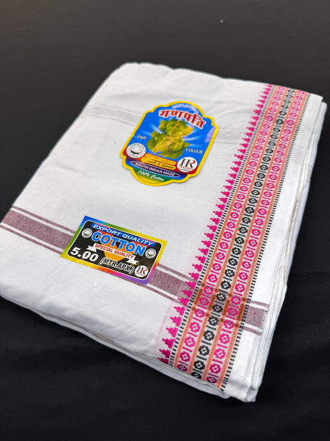 White Colour cotton based apx 5 meter Dhoti