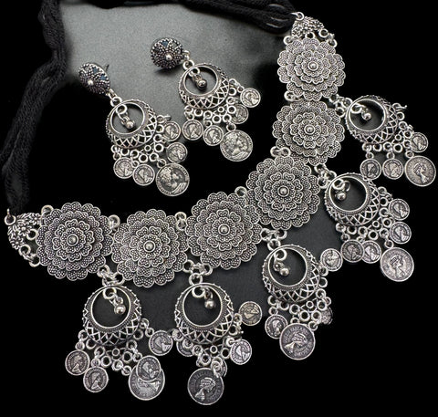 Beautiful work oxidised necklace with earrings
