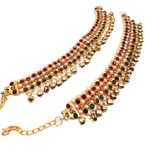 Pearl and stone work beautiful Anklets