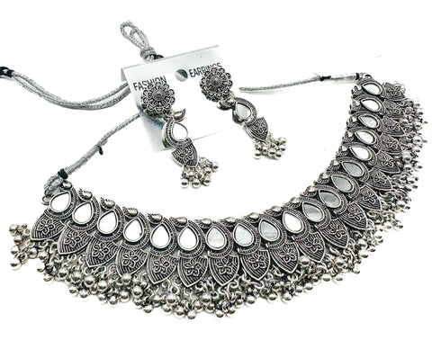 Beautiful Oxidised Necklace with Earrings