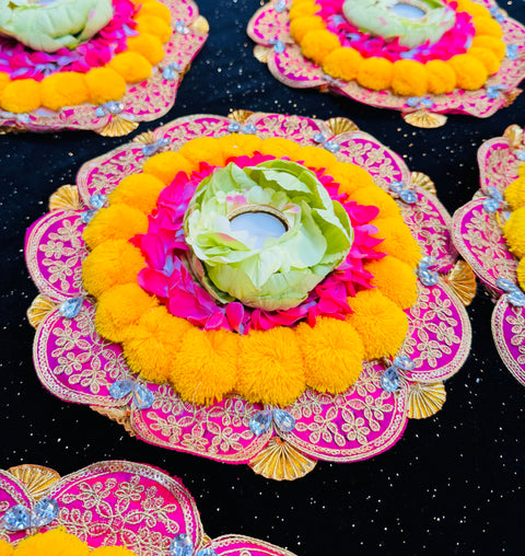 Beautiful decorated plate with candle stand attached