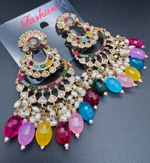Beautiful Kundan & Pearls work bigger earrings (very lite weight)
